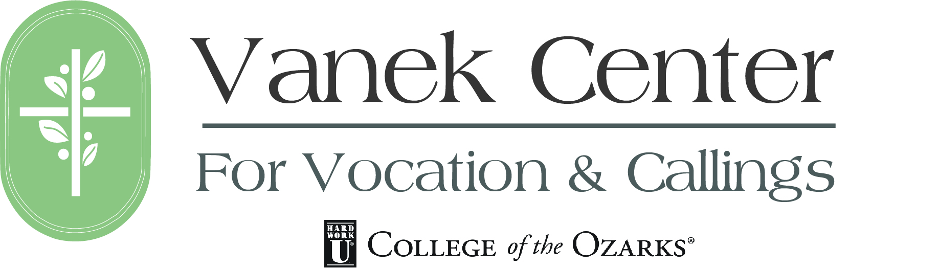 Sign and logo for the Vanek Center for Vocation and Callings